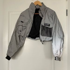 Reflective Nylon Crop Windbreaker